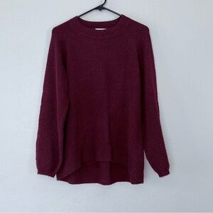 Nine West Women's sweater Crew Neck high-low long sleeve Sz M Burgundy